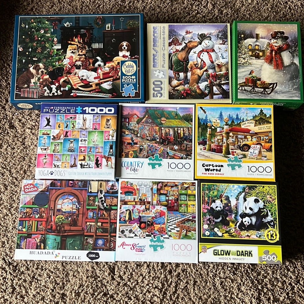 Various 500 / 1000 piece puzzles. Perfect condition, no missing pieces